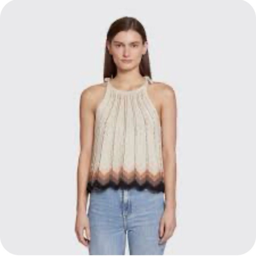 Autumn Cashmere Halter Top Zig Zag Stitch Excellent Condition Like New